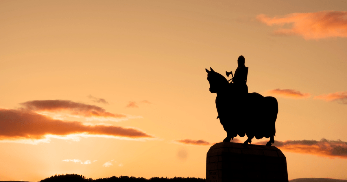 Robert the Bruce Statue at sunset Stirling