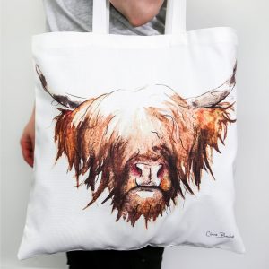 Highland Cow Tote Bag/ Scottish designer/Scotland Book bag tote shopper