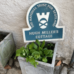 NTS sign at Hugh Millers cottage